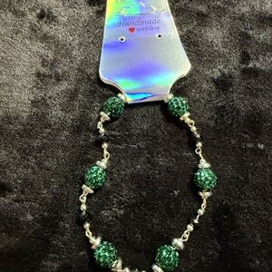 Handmade Green Crystal Bead Bracelet - Women's Jewelry